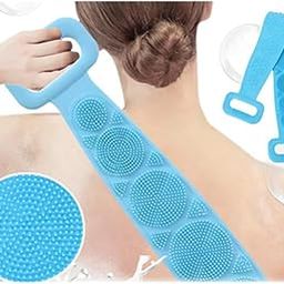 Silicone Body Back Scrubber, Double Side Bathing Brush for Skin Deep Cleaning Massage, Dead Skin Removal Exfoliating Belt for Shower, Easy to Clean,Body Brush for Bathing (Pack of 1) (Multi-color)-41