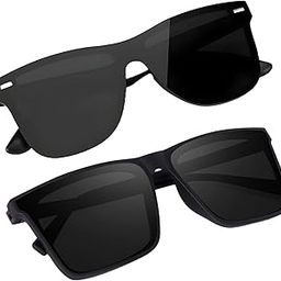 Non Polarized sunglasses for men and Women Uv 400 Protection Square Shape Cooling Goggles Black Shade Sunglass Pack of 3 (Medium - Italic Black)-35