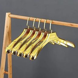 Build Deco Golden Premium Solid Plastic Hanger for Clothing Shop & Home Uses || Non-Slip Rubber Coating and Horizontal Bar Design, Space Saving (Pack of 6)-image-39