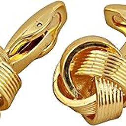 Unique Men Jewelry Gold Plated Entangled Design Sleeve Button Formal Cuff Button Wedding Shirt Button, Suit, Blazer Cufflinks Pair Gift Set for Men (290-CHC4-1078)-image-96