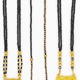 Traditional Gold-Plated Mangalsutra with Black Beads, Antique Pendant Design, Multi-Layer Necklace-image-101