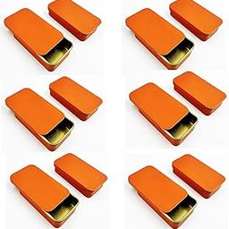 Hunky Dory 12pcs 10gram Orange Aluminium Small Slide Top Tin Lip Balm Rectangular Metal Tins Containers for Solid Perfume Lip Balm, Candies, Jewelry, Crafts Pills, Storage Kit, Cosmetic & Beauty-51