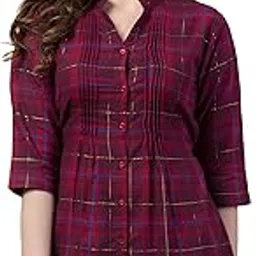 hive91 Women's Plaid Rayon Tunic: Chic 3/4 Sleeve Style-picture-2
