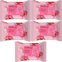 MasKing Toning Wet wipes for Face | Infused with Aloe vera and Vita-E | Multi combo pack of 5 | 10 pulls in each pack-image-11