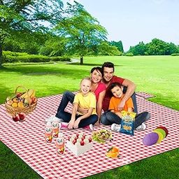 JAMUNESH ENTERPRISE Picnic Blanket, Beach Blanket Waterproof Sandproof, 70" x 59" Foldable Lightweight Washable Picnic Mat for Adults and Kids, Park Mat for Summer Beach,Camping Travel (Red Picnic)-image-43