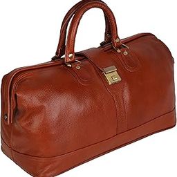 LV Leather Duffle Bags for Travel Bag Cabin Size Leather Duffel | 26 Liters Capacity | Dimensions: L-21 x H- 14.5 x W- 10 Inches DA Leather Villa Duffel Bag (Tan)-picture-32