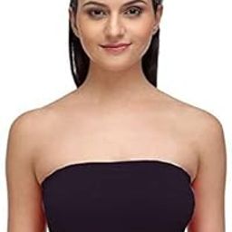 Womens & Girls Full Coverage Stylish Bandeau Non Padded Cotton Seamless Tube Bra | OneSize FITS for All Black-picture-54