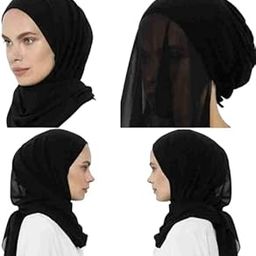 Womens & Girls Chiffon Instant Hijab with Underscarf UnderCap Hijab Cap-image-27
