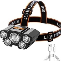 5 LED Headlamp USB Rechargeable Head Light 501 LED Headlamp (Black)-13