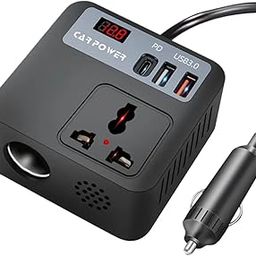 CALMORA 150W Car Laptop Charger, Power Inverter DC 12V to 110V AC Car Converter 2 USB Ports Car Charger Adapter for Plug Outlet-image-42