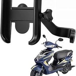 WHIPONE Metal CNC Mobile Holder for Scooter, Scooty & Motorcycle Compatible for Ampere Zeal EX, Mirror Mount, 360° Rotation, Strong Anti-Slip Grip, Wide Adjustable Fit for All Smartphones (Black)-26