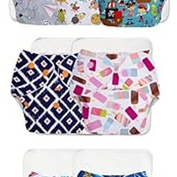 superbottoms Basic Cloth Diaper | Side Leakage Proof Reusable Cloth Diaper Quick Dry Freesize, Rash Free, Kids 0-3 Yrs|Stay Dry & Lasts Up To 3Hrs - (Assorted) (Basic Pack Of 7 Shell And 7 Inserts)-85
