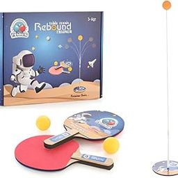 DIKUJI ENTERPRISE Base Training Practice Set for Table Tennis Training Stand with Accessory | 2 Pieces Premium Wooden TT Rackets | 2 Pieces Table Tennis Balls Toy for Kids and Childrens-4