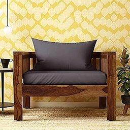 DIA Chitra Furniture Solid Sheesham Wood 1 Seater Natural Finish Single Sofa for Living Room-image-20
