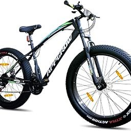 APPGROW Python Fat Bike Multi Speed Front Suspension Disc Brake Designed for Off-Road 26 T Fat Tyre Cycle (21 Gear, Black, Green, Only Front Suspension)-image-24