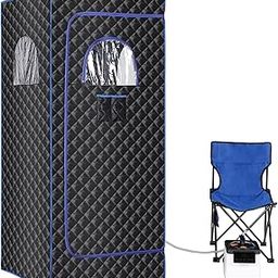 Portable Sauna Tent,2.6L 1000W Steam Room,Single Person Steam Sauna for Home Spa,Large Space Sauna Tent Full Body for Home Weight Loss with Steamer,Chair,Foot Massager,Remote Control Included (Black)-image-19