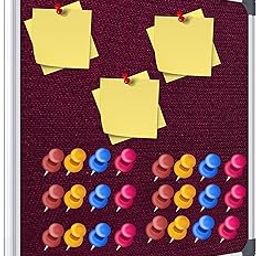 GOSHU 2 feet x2 feet Notice Premium Material Pin-up Board/Soft Board/Bulletin Board/Pin-up Display Board for Office, School and Home with 50 Push Up Pins (Maroon, 2x2 feet with pins)-image-52