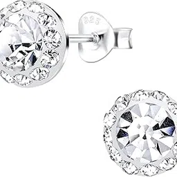 via mazzini 92.5-925 Sterling Silver Circular Crystal Stud Earrings for Women And Girls Pure Silver (ER0207)-picture-17