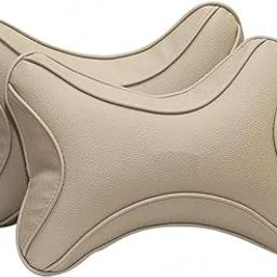 Universal Hub Car Neck Rest Pillow Set of 2 – Head Rest Car Cushions for All Cars, Ergonomic Support, Soft Fabric, Adjustable Comfortable Travel Cushions, Full Beige T10 for Neck Support-picture-1