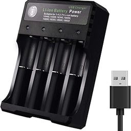 Ubervia 18650 Battery Charger 4 Bay Fast Charge, for 3.7V Li-ion TR IMR 10440 14500 16650 14650 18350 18500 16340 (RCR123) Batteries, USB Intelligent Universal Rechargeable Battery Charger-image-44