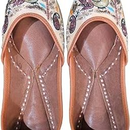 Handcrafted Floral Print Leather Jutti, Slip-on Style.7 Multicolor-image-33