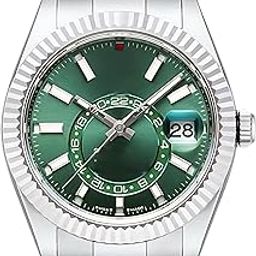 Luxury Men's Analog Watch, Green Dial, Stainless Steel Band, Fluted Bezel, Date Display, Watch for Men-50
