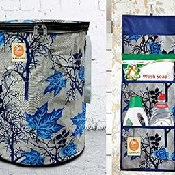 KANUSHI Industries® Wall Hanging Magazine/Organiser, Letter Holder, Pocket Organiser +1 Pc Designer Laundry Bag (MGZ+LB-Blue-SHUB)-image-73