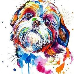 Zimal Shih Tzu Dog Watercolor DIY 5D Diamond Painting Cross Stitch Diamond Embroidery Rhinestones 3D Photo Mosaic Diamond Stickers 11.8 X 11.8 Inch-image-9