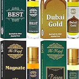 AL-NAJAF 8ML ROLL ON ATTAR | BEST | DUBAI GOLD | MAGNATE | POISON | COMBO OF 4-image-1