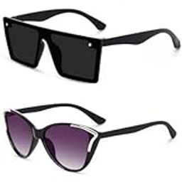 Unisex combo offer pack of 4 shades Unisex Fashion Sunglasses Set, 4 Pairs, Metal Frame, Black and Silver - 82186-672-image-40