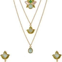 Forever More Green Layered Necklace set for women|Enamelled Necklace Set For Women|EveryDay|Festive|Wedding|Gift For Women|-image-50