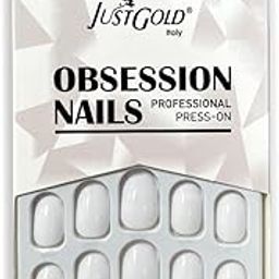 Justgold Professional Obsession Press-On Nails 24 Artificial Fake Nail Set Lightweight and Long Lasting Easy To Use Quick Fix For Festivals and Special Occasions Pre Glue Stick On Nails (9448-37)-48