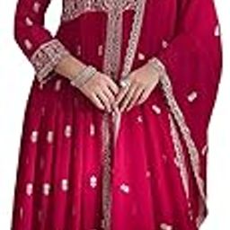 Women's Green Faux Georgette Stitched Top With Stitched Faux Georgette Bottom and Faux Georgette Dupatta Full Sleeve Embroidered Anarkali Top (MEY-1148-Green-XL)-picture-34