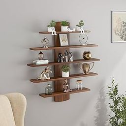 BLUEWUD Caselle Engineered Wood Wall Mounted Decor Display Decorative Storage Wall Shelf for Living Room Home Furniture (Brown Maple)-image-16