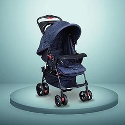 Little Pea Baby Stroller for 0 to 4 Years – Foldable Stroller for Babies & Toddlers | One-Touch Fold, 3-Position Recline, 5-Point Safety Harness, Food Tray & Spacious Seat – Blue-30