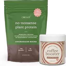 Cosmix No Nonsense Plant Protein + Shroom Immune Coffee Booster Vanilla| Plant Protein- Organic Brown Rice&Pea Isolate|Coffee Booster -Reshi,Chaga&Sliver Ear|Immunity Boosting&Prevent Caffeine Crash-14
