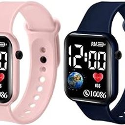 Brand Premium 7 Colors Strap Display Fashionable Children Kids Digital Watches Waterproof Sports Square Electronic Led Watch for Kids Boy Baby Girls Digital Watch for Kids Combo Pack of 2-18