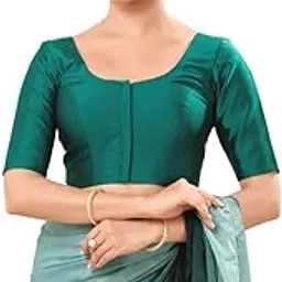 vamas Women's Georgette Padded Self Design Half Sleeve Readymade Saree Blouse (X-1206.ELB)-picture-18