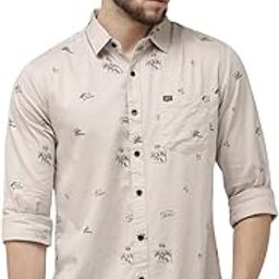 Men Cotton Slim Fit Abstract Printed Full Sleeves Spread Collar Casual Shirt-picture-1