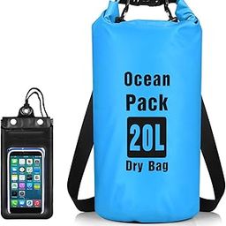 Dry Bag Waterproof 20L,Roll Top Dry Compression Bag Keeps Gear Dry with Waterproof Phone Pouch and Long Adjustable Shoulder Strap for Outdoor Water Sports,Boating,Kayaking,Rafting,Fishing, blue, outdoor-19