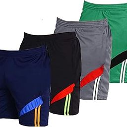 4 Pcs Pack Men's Mesh Athletic Performance Gym Shorts with Zipper Pockets-image-61