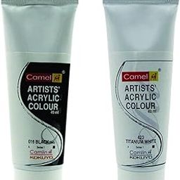 Camel Acrylic Colour Tube( Titanium White + Black) 40ml-15