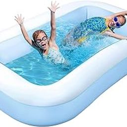 ORILEY 5.5 Feet Rectangular Inflatable Pool Full-Sized Swimming with Family Bathtub for Kids Adults Outdoor Backyard Garden Summer Party (Blue, Pump Not Included)-15