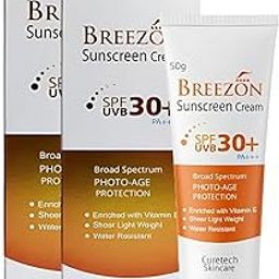 Dermina Breezon SPF 30 PA+++ Sunscreen with Vitamin E | Broad Spectrum UVA/UVB Protection | Non-Greasy, Lightweight Formula for All Skin Types – 50g (Pack of 2)-image-4