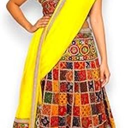 Women's Rajasthani Embroidered Semi Stitched Lehenga Choli (Multicolor)-33