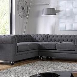 ES ESPINHO ESPN0001 Solid Sal Wood Fabric Upholstered 4 Seater Symmetrical Orientation Button Tufted Chesterfield Modular, Sectional, Corner L Shape Sofa Set for Living Room, Charcoal Grey Color-image-56
