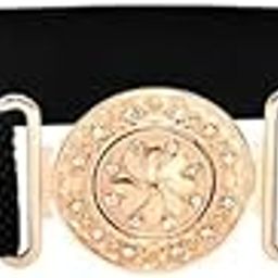Women'S Stretchable Elegant Elastic Wide Waist Belt – Stylish Golden Flower Disc Belt For Dresses-14