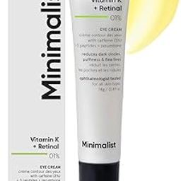 Minimalist Vitamin K + Retinal 01% Under Eye Cream | Reduces Dark Circles, Wrinkles & Fine Lines | With Caffeine for Puffiness | For Women & Men | 14 gm-34