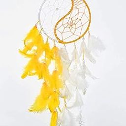 Dream Catcher Yin Yang Feng Shui Wall Hanging for Positive Energy and Protection for Home Office Livingroom Bedroom Decor (Yellow and White)-image-74