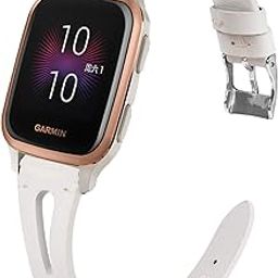 Compatible for Garmin Venu Sq Band, YOUkei Slim Vintage Leather Strap Replacement for Women, Man, Wristband Accessories Compatible for Garmin Venu Sq Smartwatch/Venu 2 Plus Smartwatch 2022 (White)-image-56